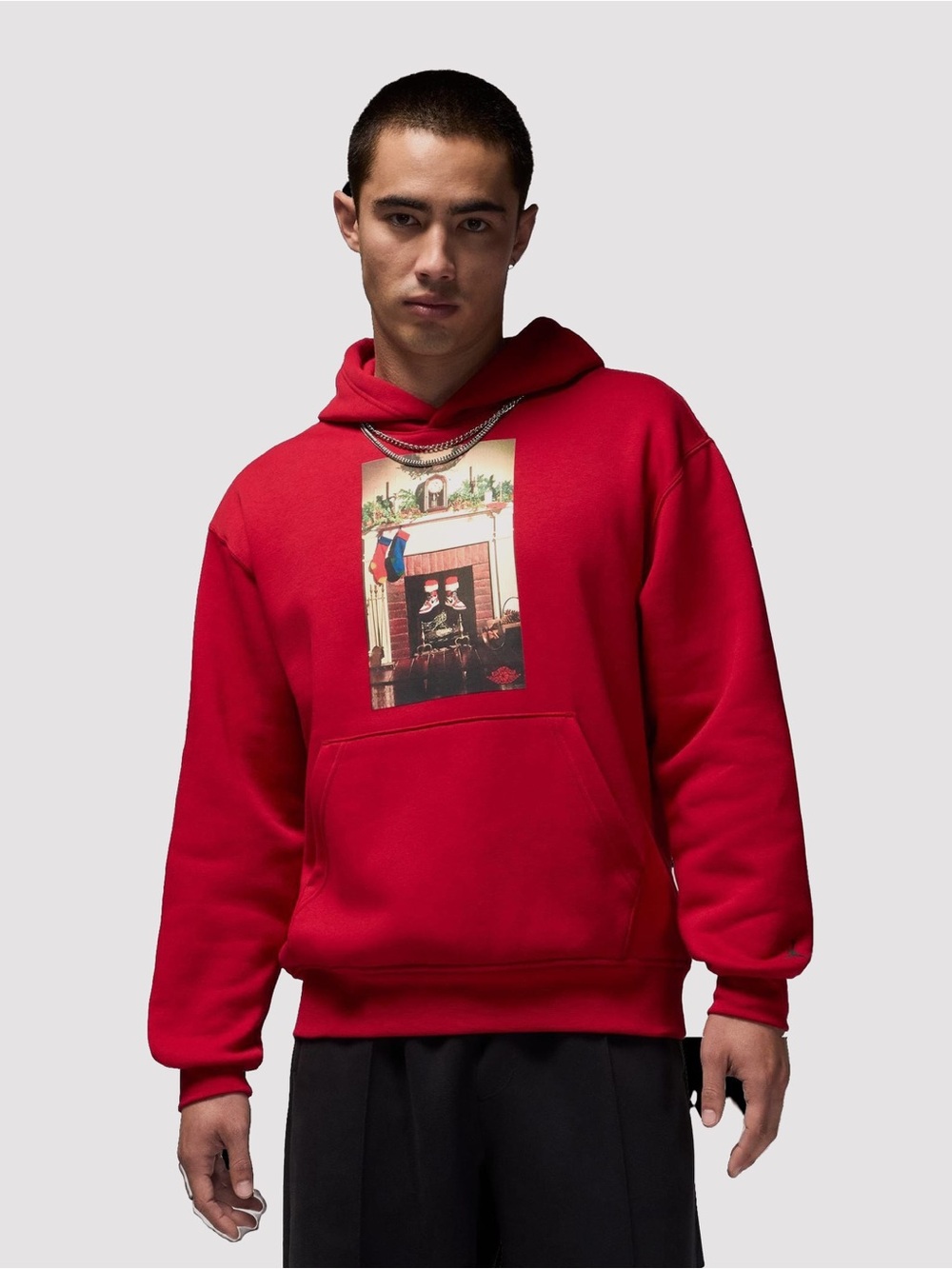 Jordan Red Nike Jumpman Chimney Graphic Hooded Pullover